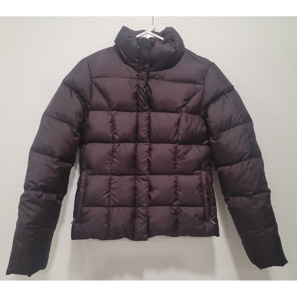 Eddie Bauer Premium Goose Down Quilted Puffer Jacket Brown XS